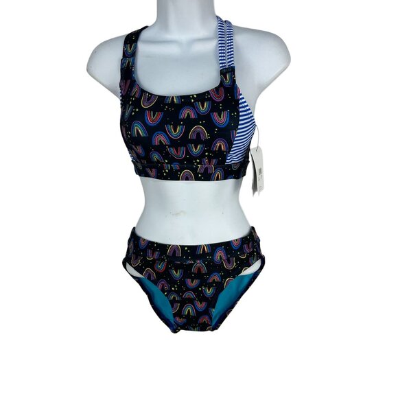 Uglies By Dolfin Swimwear Rainbow Print Two Piece Swimsuit Size S Stylish - Picture 3 of 10